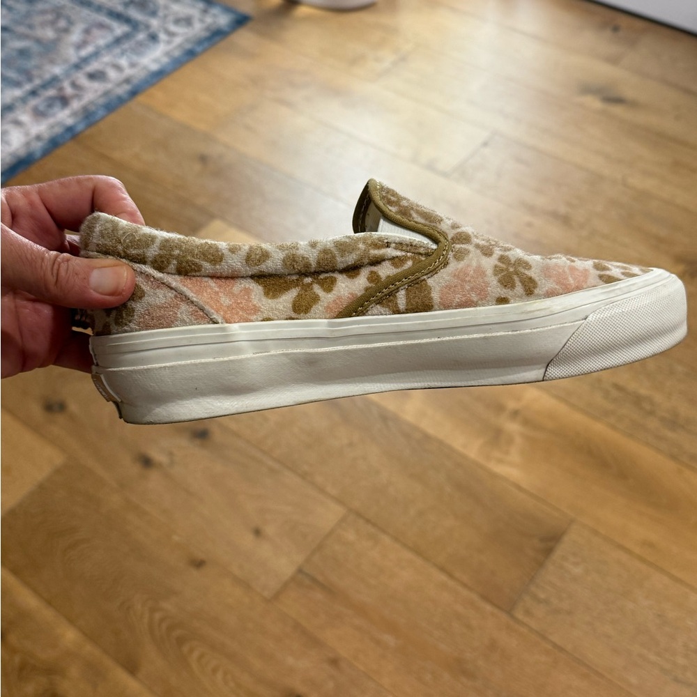 Vans Pink and Brown Slip-On Sneakers with Soft Canvas Upper - Picture 4 of 5